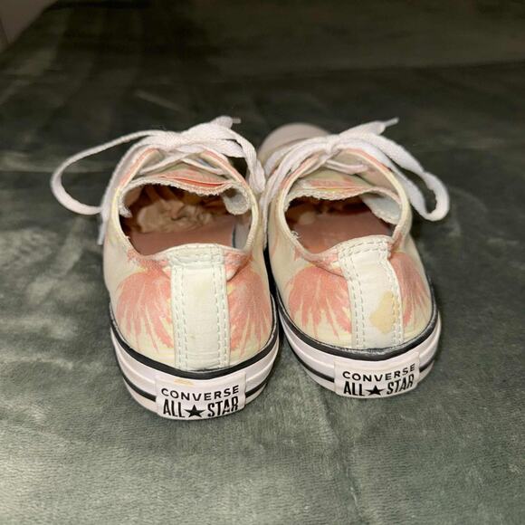 Converse Chuck Taylor All Star Sneakers Juniors 5 White Pink Palm Trees Low Top - Picture 3 of 8